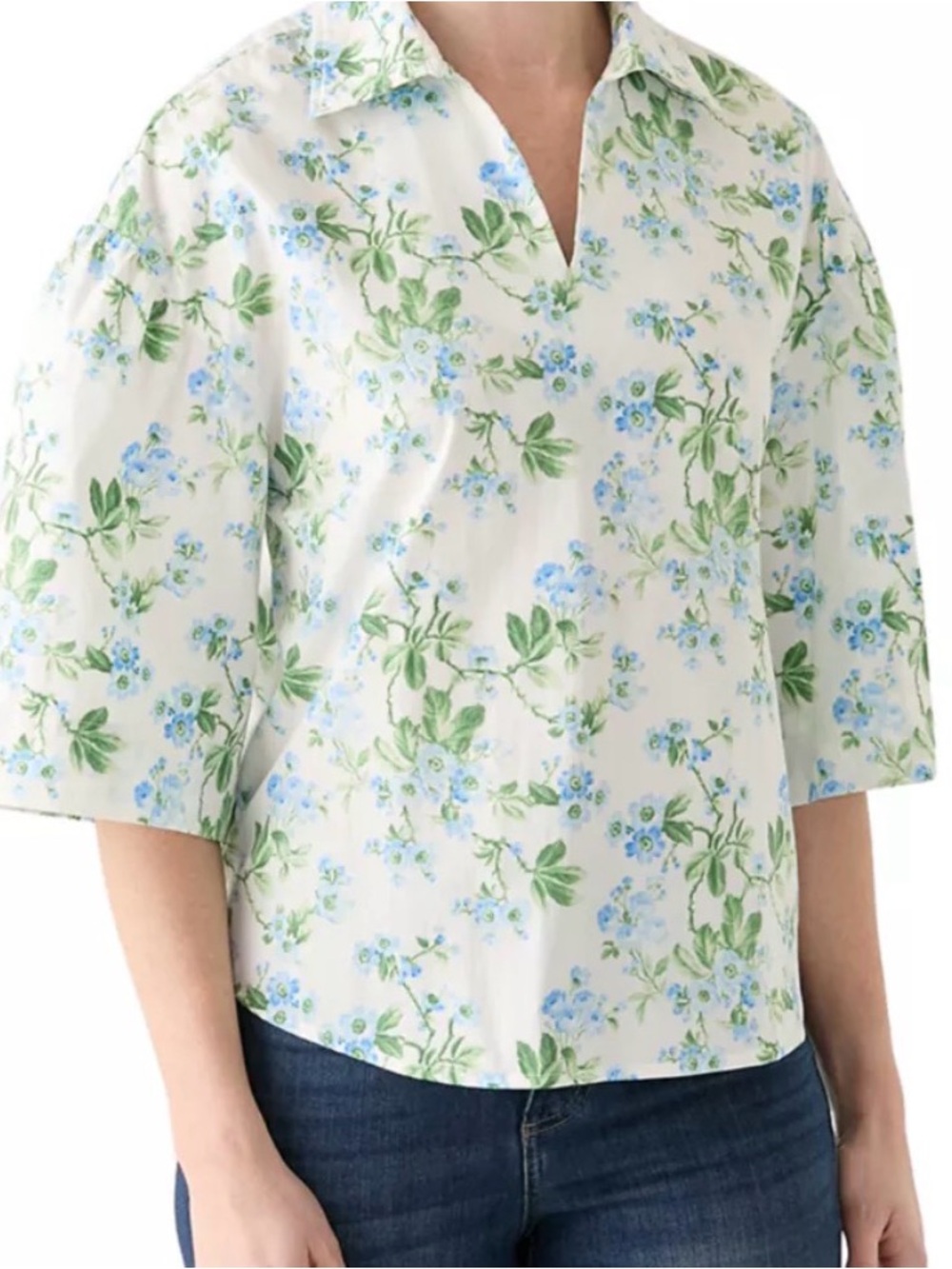 Crown & Ivy Women's 3/4 Popover Poplin Top
